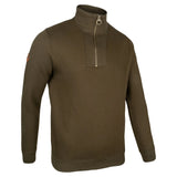 Jack Pyke Half Zip Sweatshirt in dark olive from the front right on white background