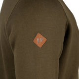 Jack Pyke Half Zip Sweatshirt in dark olive close up of logo on arm