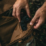 Highlander Harrier 45L Military Rucksack in HMTC camo showing internal zip pocket