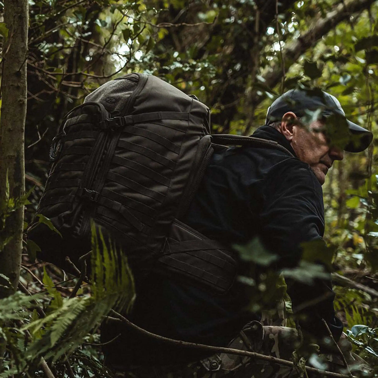 Highlander Harrier 45L MOLLE Rucksack in ranger green in the field