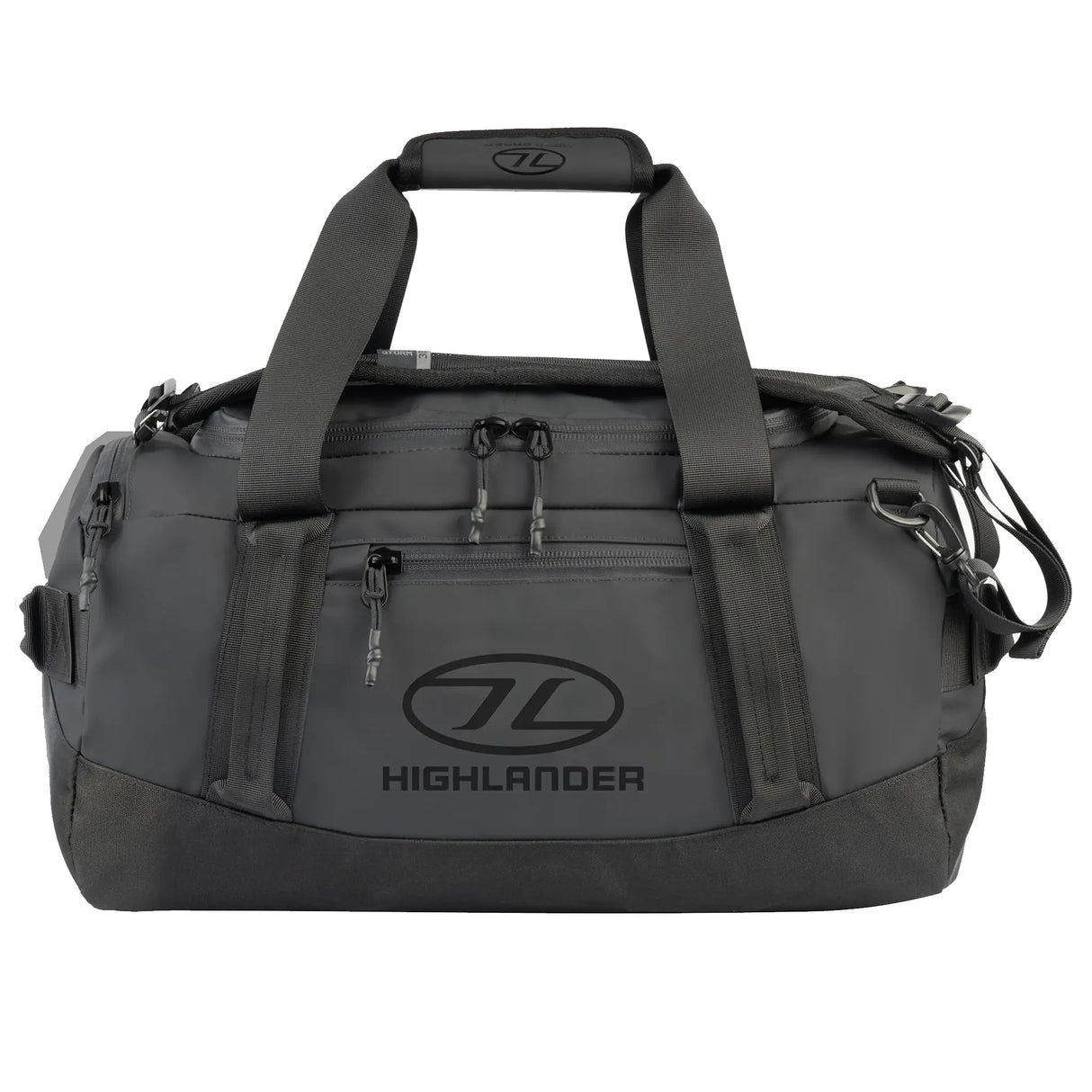 Highlander Hauler Waterproof Duffel Bag 30L in black from the front on white background