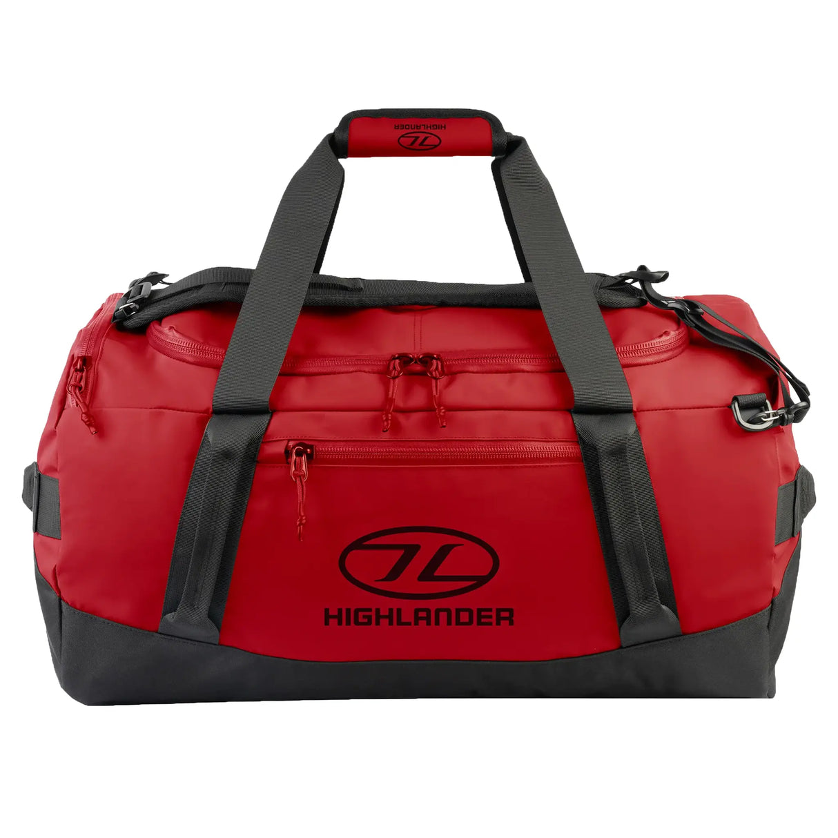 Highlander Hauler Duffel Bag 65L in red from the front on white background