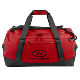 Highlander Hauler Duffel Bag 65L in red from the front on white background