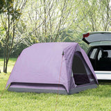 Outsunny 3-4 Person Camping Tent - Purple & Grey packed in carry bag