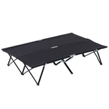 Outsunny Double Camping Cot Bed - Black assembled front view