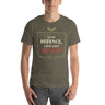 In My Defence, I Was Left Unsupervised T-Shirt in Army, worn by a model, front view