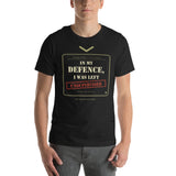 In My Defence, I Was Left Unsupervised T-Shirt in Vintage Black, worn by a model, front view
