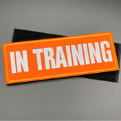 In Training Dog Harness Patch, Hi Vis Orange, Hook & Loop 