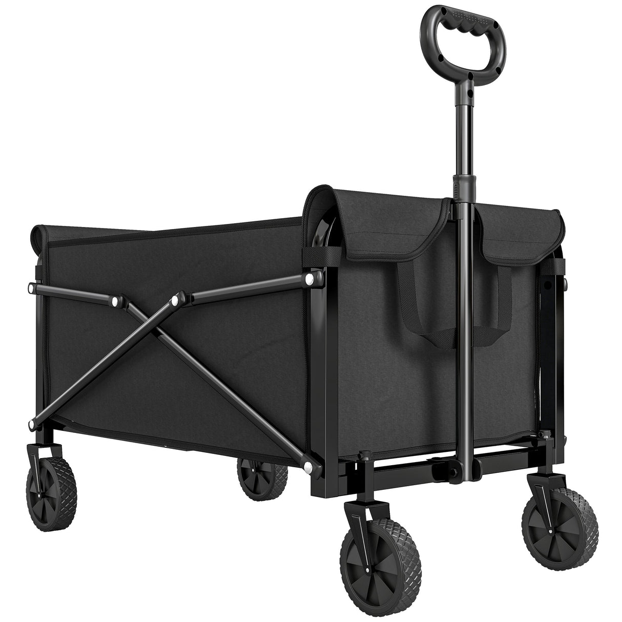 Outsunny 81L Festival Trolley on Wheels - Black unfolded front view