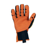 Ironclad KONG Original gloves palm view, orange dotted double layer synthetic leather palm and neoprene slip-on cuff