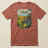 It's Just a Bit of a Scramble T-Shirt in Heather Clay, laid flat, front view