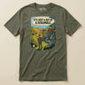 It's Just a Bit of a Scramble T-Shirt in Military Green, laid flat, front view