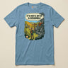 It's Just a Bit of a Scramble T-Shirt in Steel Blue, laid flat, front view