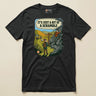 It's Just a Bit of a Scramble T-Shirt in Vintage Black, laid flat, front view