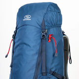 Highlander Ivar Men's Rucksack 50L - Navy Blue front upper detail with floating lid