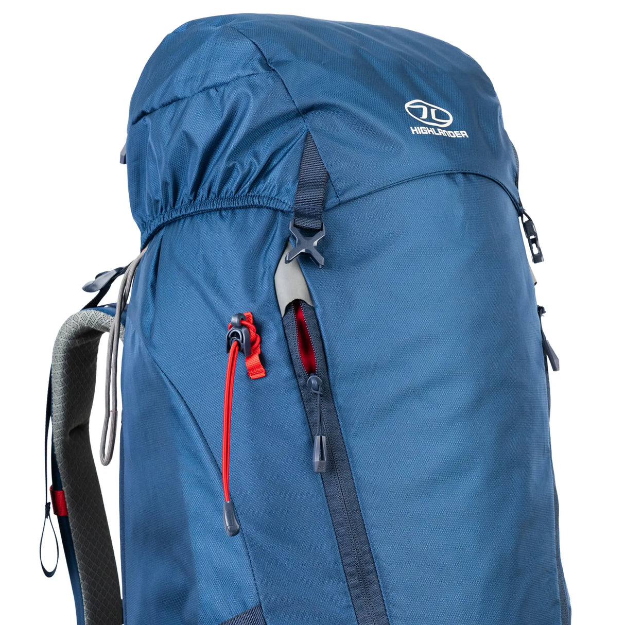 Highlander Ivar Men's Rucksack 50L - Navy Blue front zip quick access detail