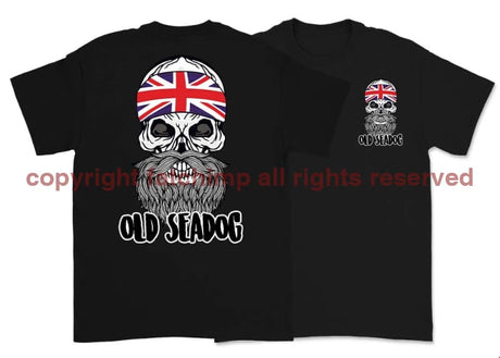 Jack Skull Old Sea Dog Double Side Printed T-Shirt - Black