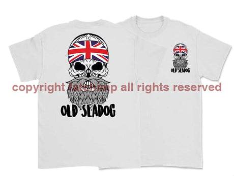 Jack Skull Old Sea Dog Double Side Printed T-Shirt - White