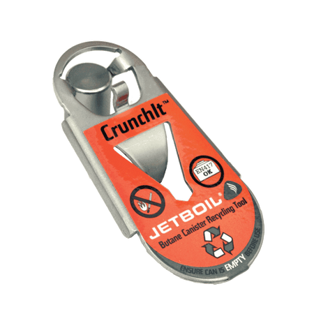 Jetboil CrunchIt Fuel Canister Recycling Tool - stainless steel front