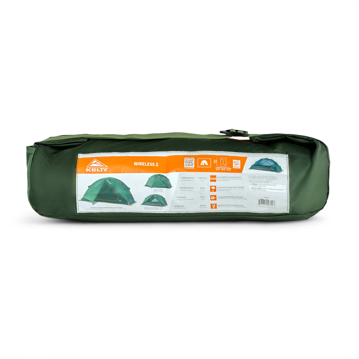 Kelty Wireless 2P Tent - Dill Black Forest packed in carry duffel with spec label