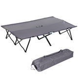 Outsunny Double Camping Cot Bed - Grey assembled front view