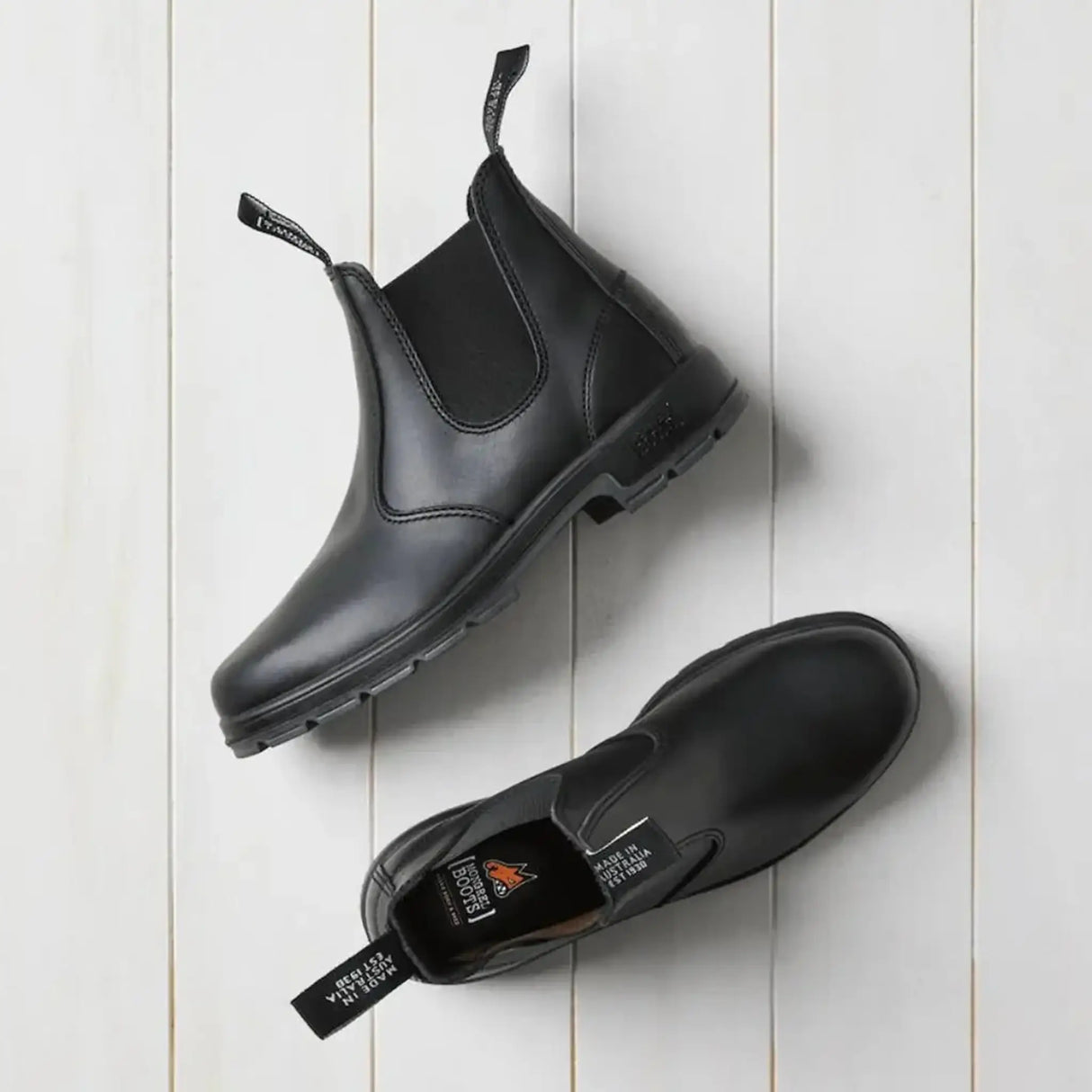 Mongrel K9 Dealer Boot - Black flat lay pair on white boards
