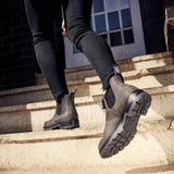 Mongrel K9 Dealer Boot - Cloudy Grey worn walking up steps showing the sole
