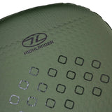 Highlander Self-Inflating Kip Sleeping Mat 50mm in olive green close up of top