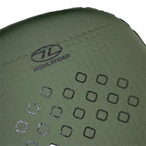 Highlander Kit Self-Inflating Sleeping Bag Mat 75mm in olive green close up of top