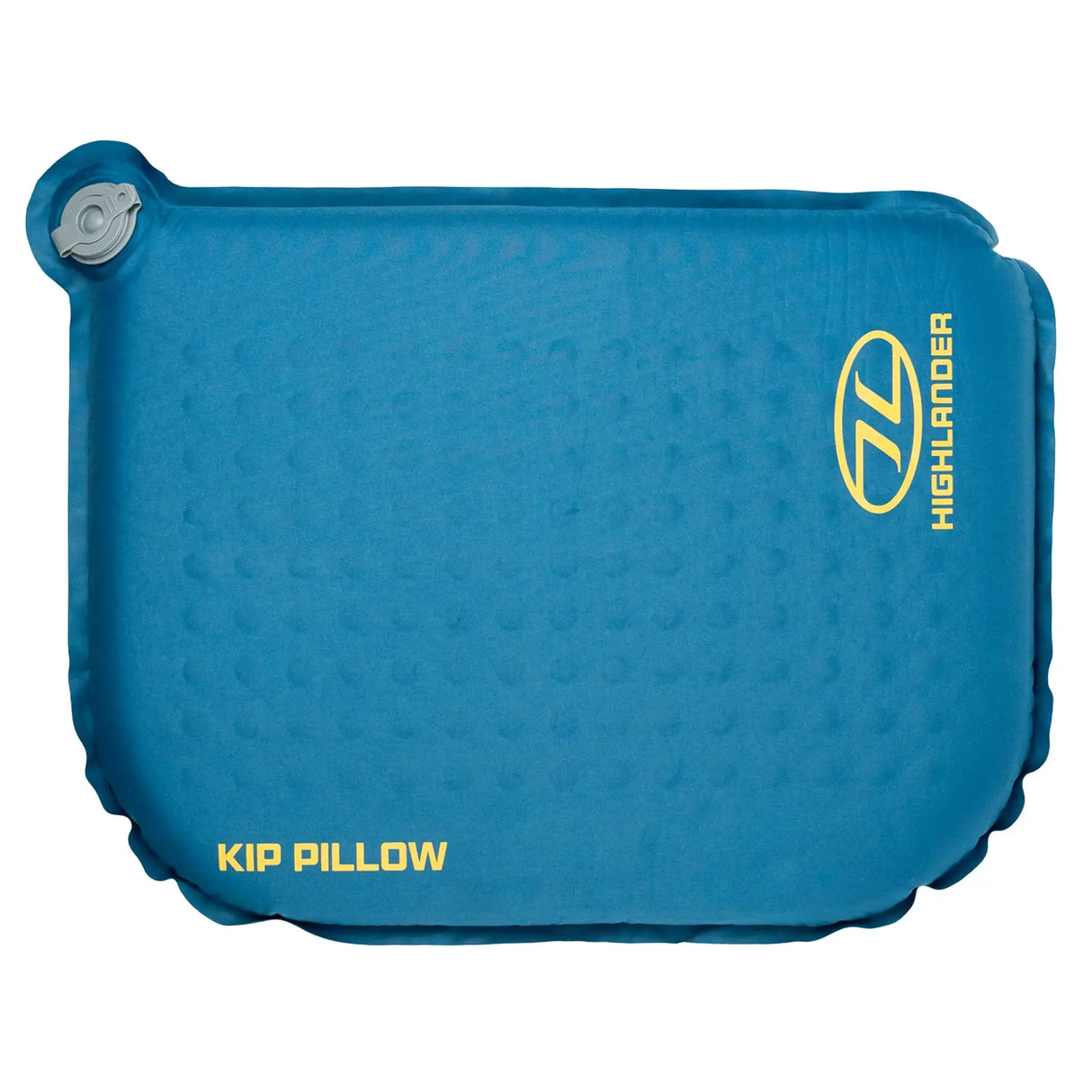 Highlander Kip Self-Inflating Camping Pillow in Deep Blue from above on white background