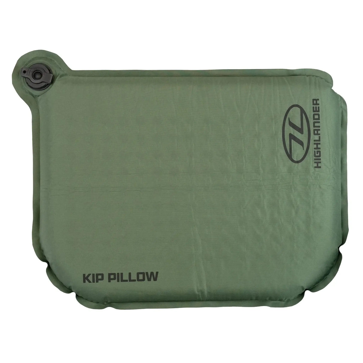 Highlander Kip Self-Inflating Camping Pillow in Olive Green from above on white background