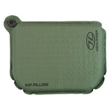 Highlander Kip Self-Inflating Camping Pillow in Olive Green from above on white background