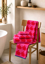 Anorak Kissing Rabbits Organic Cotton Towel - Hot pink and soft pink bathroom styling
