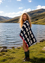 Anorak Kissing Sheep Organic Cotton Towel - Navy blue and white colourway front