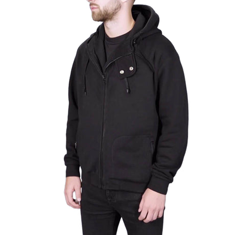 Titan Depot Knife Resistant Anti Slash Hooded Top in Black from the front on white background