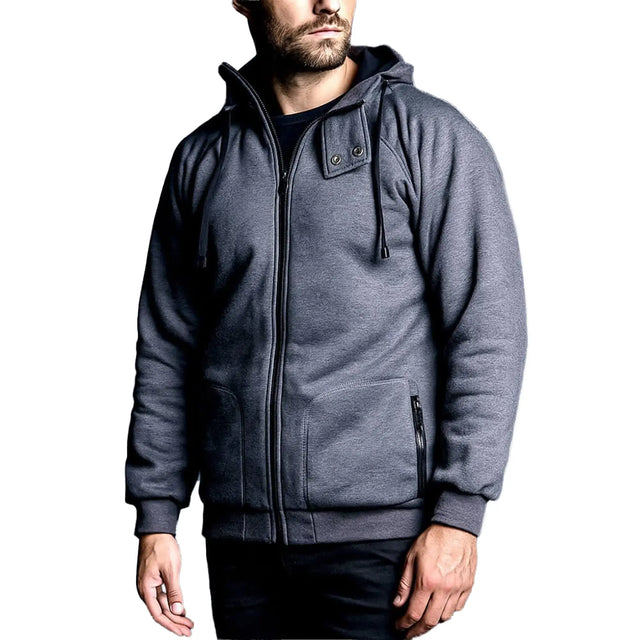 Titan Depot Knife Resistant Anti Slash Hooded Top in Grey from the front on white background
