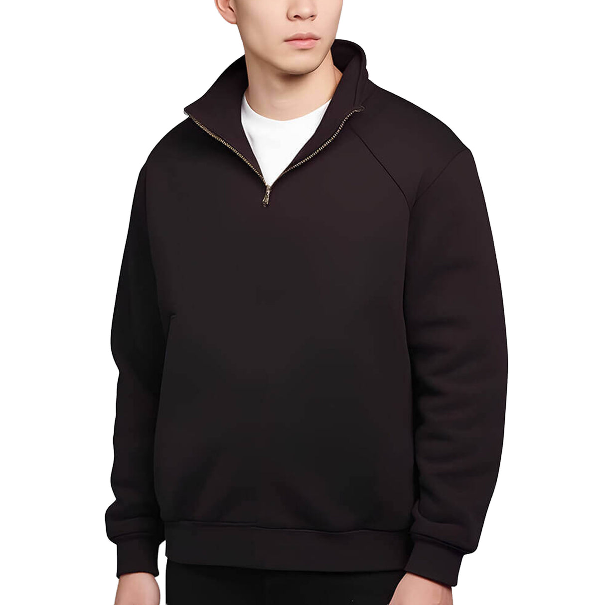 Titan Depot Knife Resistant Anti Slash Protective 1/4 Zip Up Sweater in black from the front