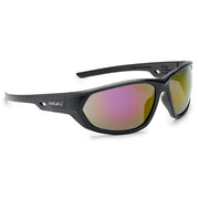 Bolle Komet safety sunglasses with pink and gold Fire Flash mirror lens, angled front left view