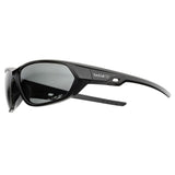 Side view of the Bolle Komet smoke safety sunglasses showing the flat ergonomic temple