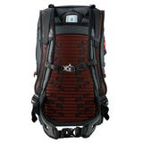 Highlander Kynetik Rucksack 25L in Black - back view with vented orange mesh panel, sternum strap and waist belt