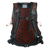 Highlander Kynetik Rucksack 15L in Black - back view with vented orange mesh panel, sternum strap and waist belt