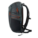 Highlander Kynetik Rucksack 15L in Black - side profile showing the black base panel and side compression cords