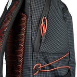 Highlander Kynetik Rucksack 15L in Black - close-up of the orange mesh back panel, zip pullers and cord toggle