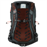 Highlander Kynetik Rucksack 20L in Black - back view with vented orange mesh panel, sternum strap and waist strap