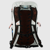 Highlander Kynetik Rucksack 20L in White - back view with vented orange mesh panel, sternum strap and waist strap