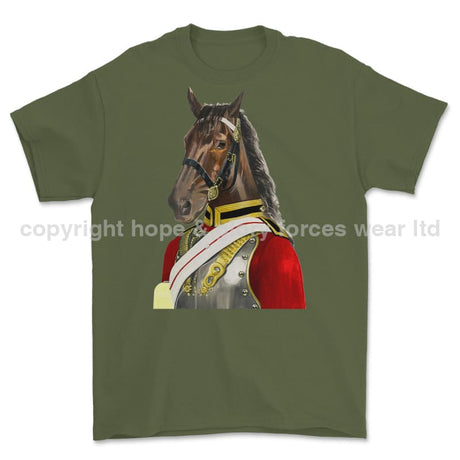 Life Guards Ceremonial Horse Guard Art Printed T-Shirt - Military Green
