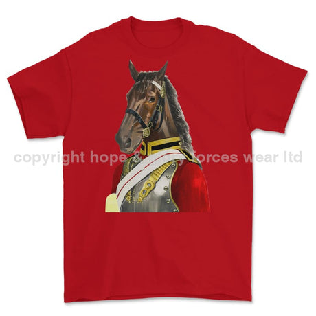 Life Guards Ceremonial Horse Guard Art Printed T-Shirt - Red