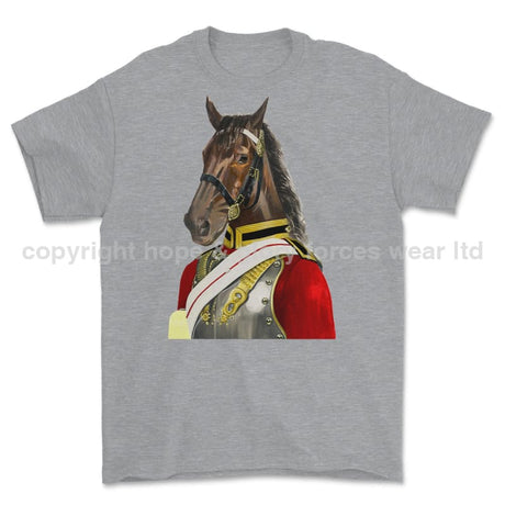 Life Guards Ceremonial Horse Guard Art Printed T-Shirt - Sports Grey