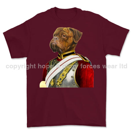 Life Guards Ceremonial Mastiff Dog Art Printed T-Shirt - Maroon