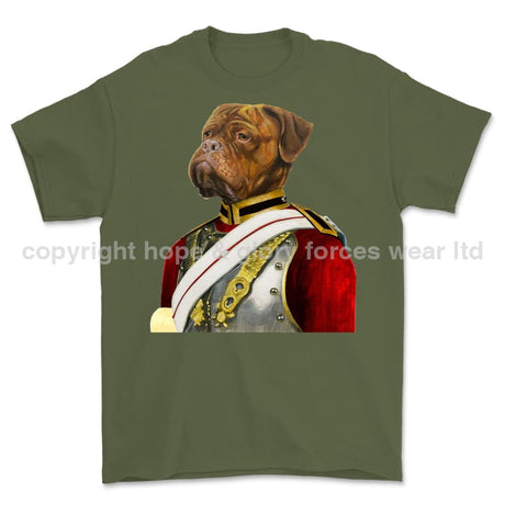 Life Guards Ceremonial Mastiff Dog Art Printed T-Shirt - Military Green